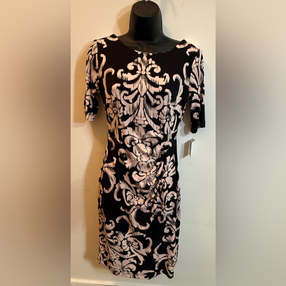 Black and Light Pink Patterned Dress